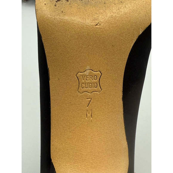 Vaneli Black Satin Pumps 7M – Made in Italy, Vero Cuoio Leather Sole, Rhinestone - Picture 7 of 8